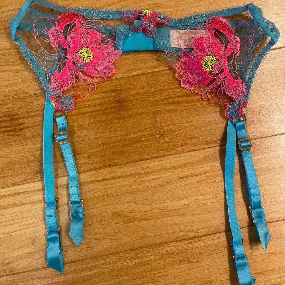 Honey Birdette Christine Turquoise Garter Small. Lightly Used. Great Shape.
